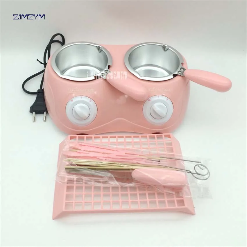 

Dual Electric Chocolate Fountain 250 * 2ML Capacity Fondue Hot Chocolate Melt Pot Melting Machine yellow /pink 1PC Hot Selling