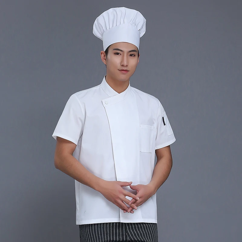 

Chef Uniform Summer Short-sleeve pocket Breathable Restaurant Food Service Chef Jacket Kitchen