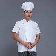 Chef Uniform Summer Short-sleeve pocket Breathable Restaurant Food Service Chef Jacket Kitchen