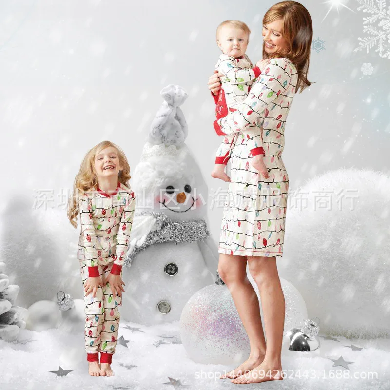 

Christmas Mother Daughter Pajamas Elegant Dresses Mom and Daughter Dress Sleepwear Nighty Clothes Girls Nightgowns Family Dress