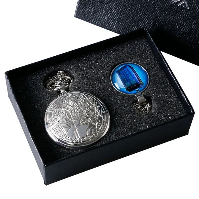 Doctor Who Theme Antique Quartz Pocket Watch with Dr. Who Symbols Design Glass D Doctor Who Theme Antique Quartz Pocket Watch with Dr. Who Symbols Design Glass D