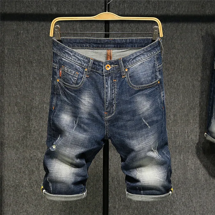 Брендовые мужские джинсовые шорты 2019 летние новые стильные модные повседневные высококачественные хлопковые джинсовые шорты Мужская