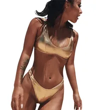 Раздельный боди из яркой кожи и золотого цвета, женский купальник, комплект нижнего белья, мягкий бюстгальтер из яркой кожи, купальник, пляжная одежда 40ja22