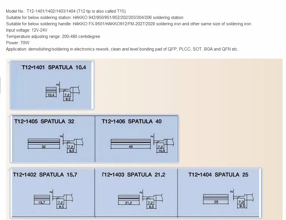 6 шт./лот наконечник паяльника паяльная станция скребок с лопаткой Тип T12 наконечник паяльника s T12-1401/1402/1403/1404/1405/1406