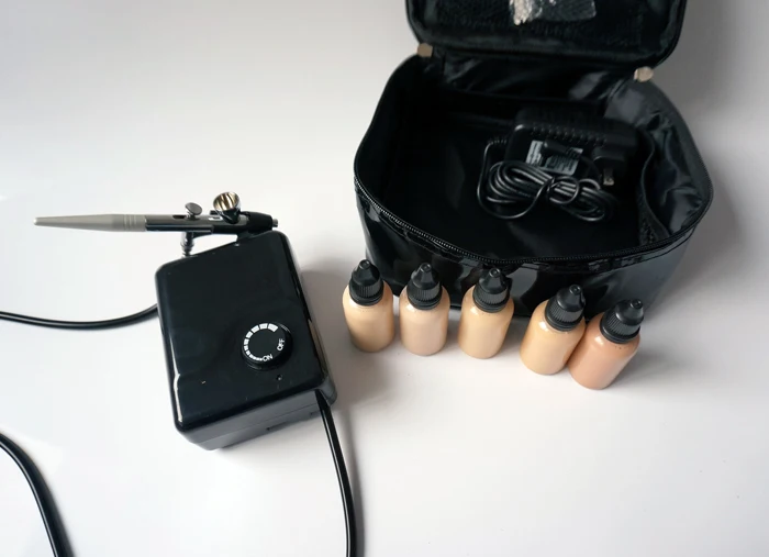 Airbrush Cosmetic Makeup System includes Mini Compressor, Airbrush, HD Foundation  Free Shipping to Russia