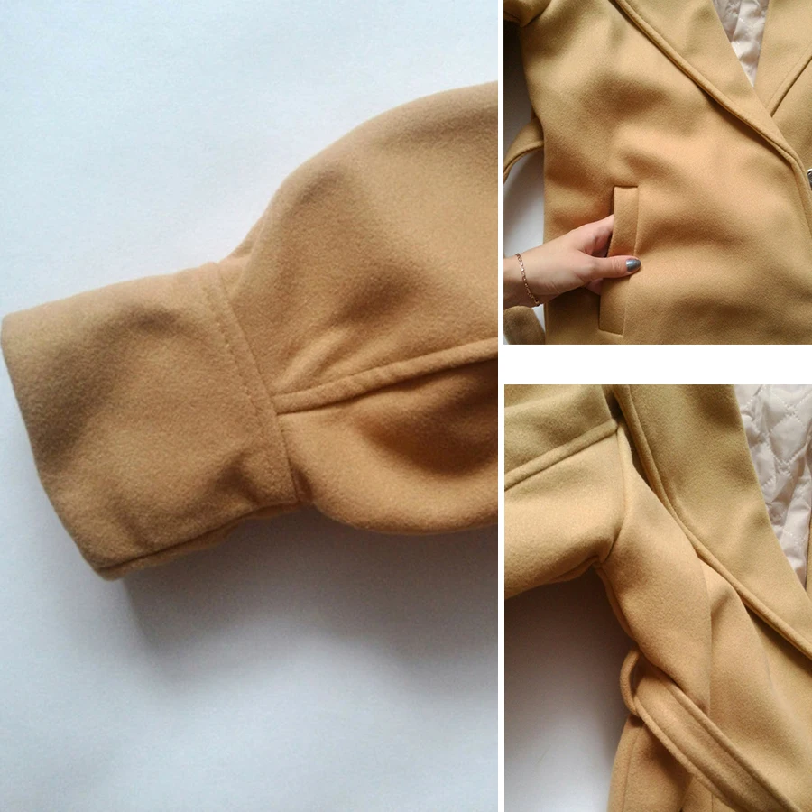 Mulena Loose Nine Points Sleeve Adjustable Waist Long Wool Blends Coat Women Solid Cozy Warm Office Lady Outerwear Female Winter Mulena Loose Nine Points Sleeve Adjustable Waist Long Wool Blends Coat Women Solid Cozy Warm Office Lady Outerwear Female Winter