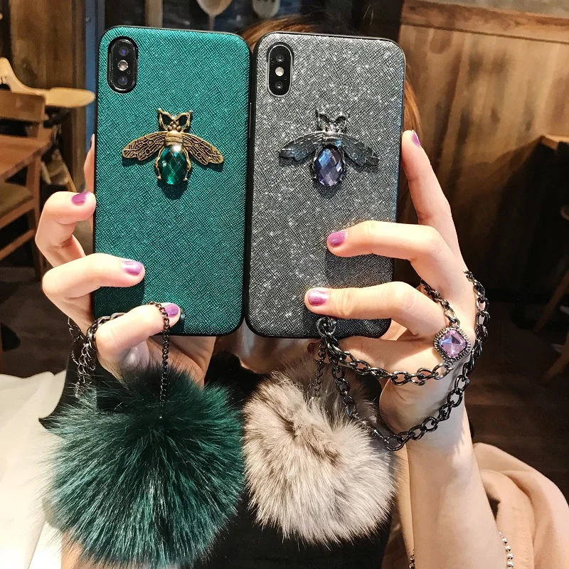 Fashion Simple 3d Crystal Bee Phone Cover Case For Iphone X 11 pro Xs Max Xr 10 8 7 6 6s Plus Luxury Hard Plastic Coque Fundas | Мобильные