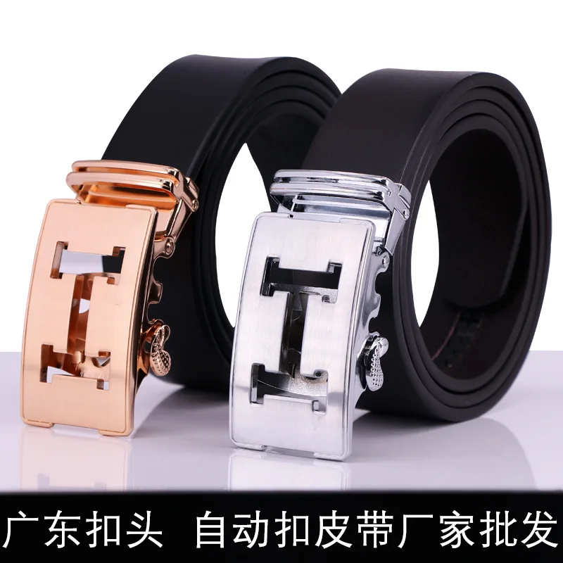

Men's belts wholesale retro leather letter H automatic buckle belt antique belt manufacturers wholesale 2019
