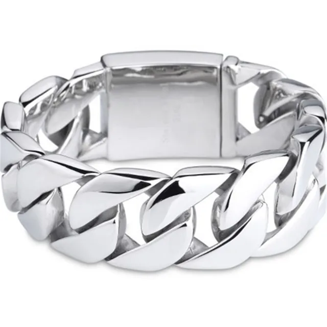 Aliexpress 316l Stainless Steel Punk Huge Heavy Men S 316l Stainless Steel Punk Huge Heavy Men S Biker Bracelets Polished Chrome Silver Anium Harley Bracelet