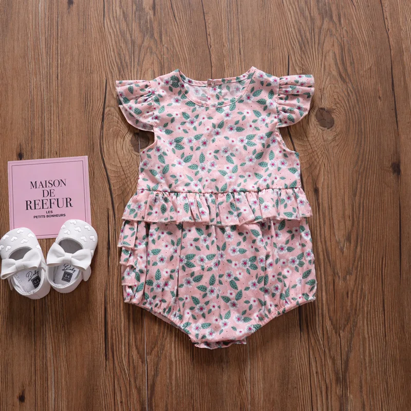 Facejoyous Summer Baby Girls Flower Romper Girl Cotton Black And Pink Floral Rompers Children O-neck Sleeveless Clothes 0-24M Facejoyous Summer Baby Girls Flower Romper Girl Cotton Black And Pink Floral Rompers Children O-neck Sleeveless Clothes 0-24M