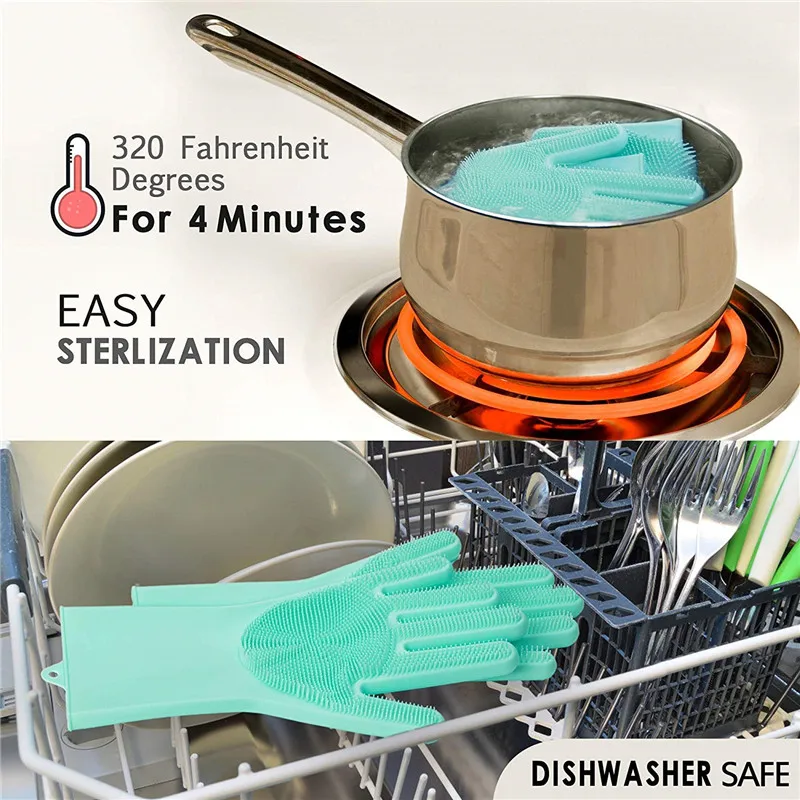 Magic Silicone Scrubber Rubber Cleaning Gloves Kitchen Accessories Dishwashing Scrubbing Gloves Tools for Cleaning Car Pet Brush16