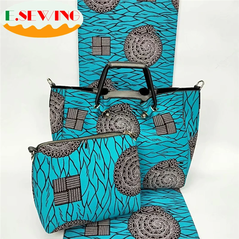 

2019 african wax prints fabric bags woman bags high quality bag set 6yard/lot ESEWING match ankara african fabric