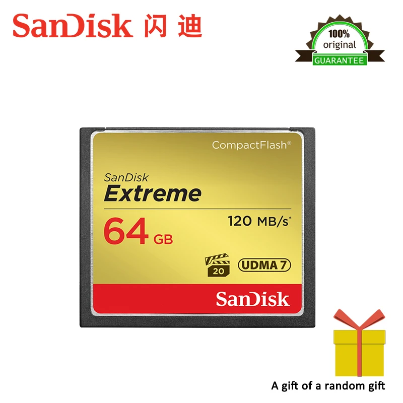 Купить Sandisk Extreme CompactFlash CF карты 64 Гб памяти CF до 120 МБ с. с. узнать скорость для 4 к и Full HD видео