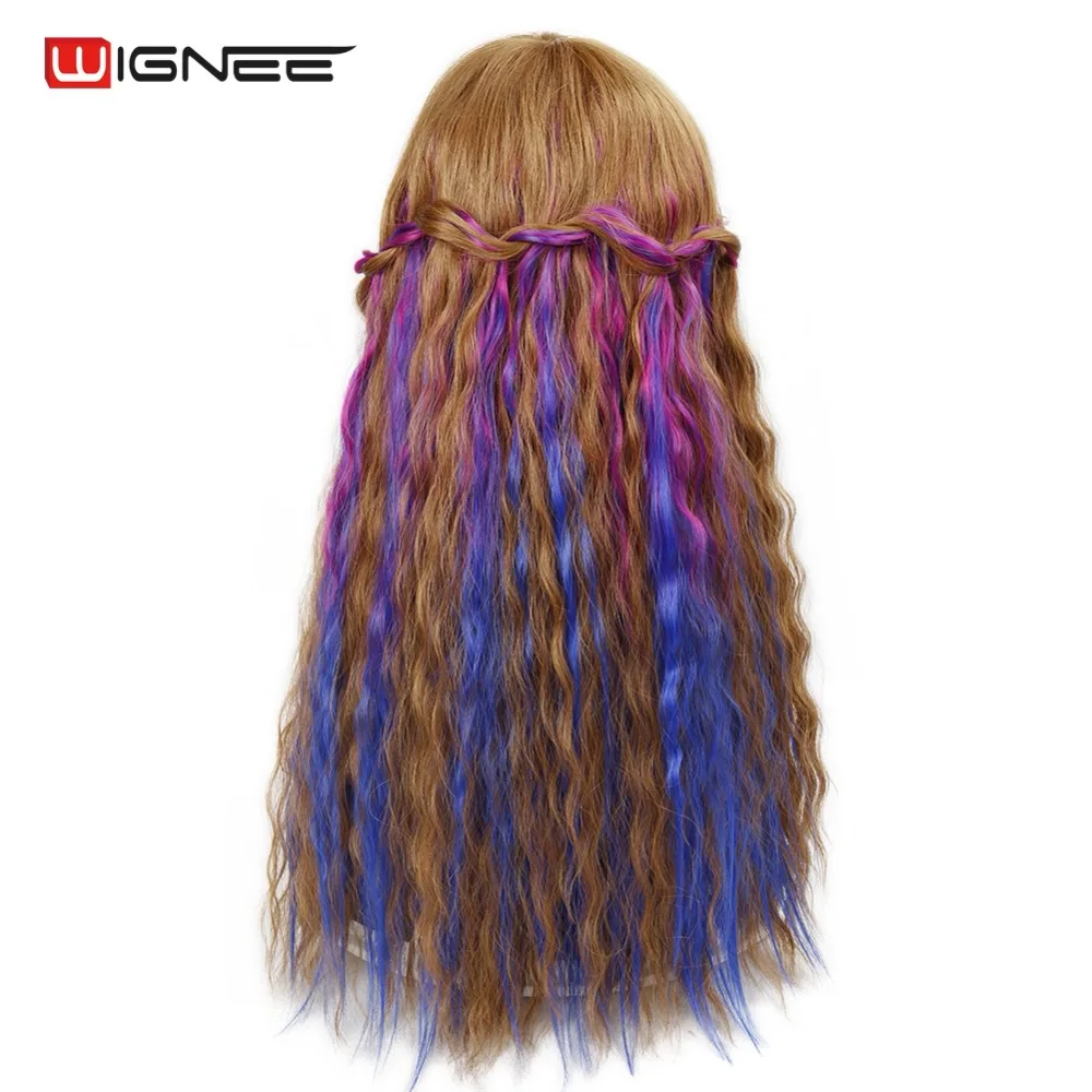 Wignee, 5 накладных волос на заколках, термостойкие синтетические волокна, волнистые кудрявые, натуральные, косплей, накладные волосы для женщин, повседневные/вечерние
