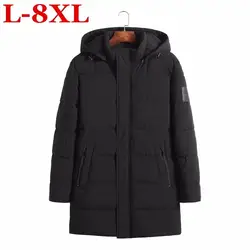 8XL 7XL 6X Большие размеры Для мужчин куртка пальто плотные теплые зимние куртки Повседневное Для мужчин парка верхняя одежда с капюшоном