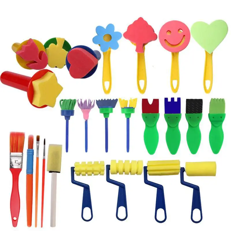

New Kindergarten Art Supplies For Children Painting Brush Sponge Roller Seal