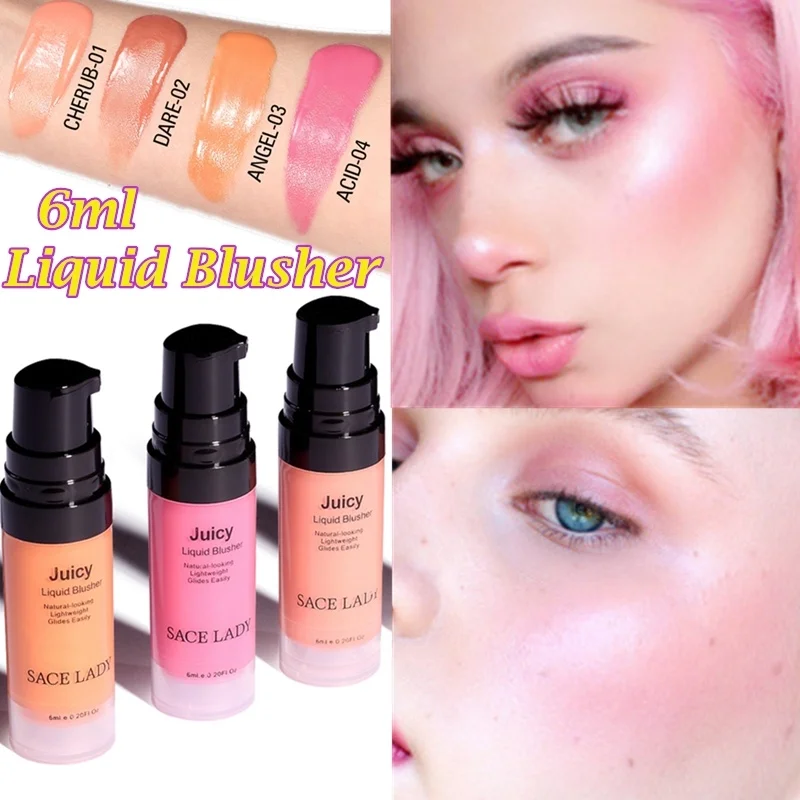 

4 Colors SACE LADY Liquid Blush Makeup Face Rouge Make Up Professional Natural Cheek Blusher Long Lasting Brand Peach Cosmetic