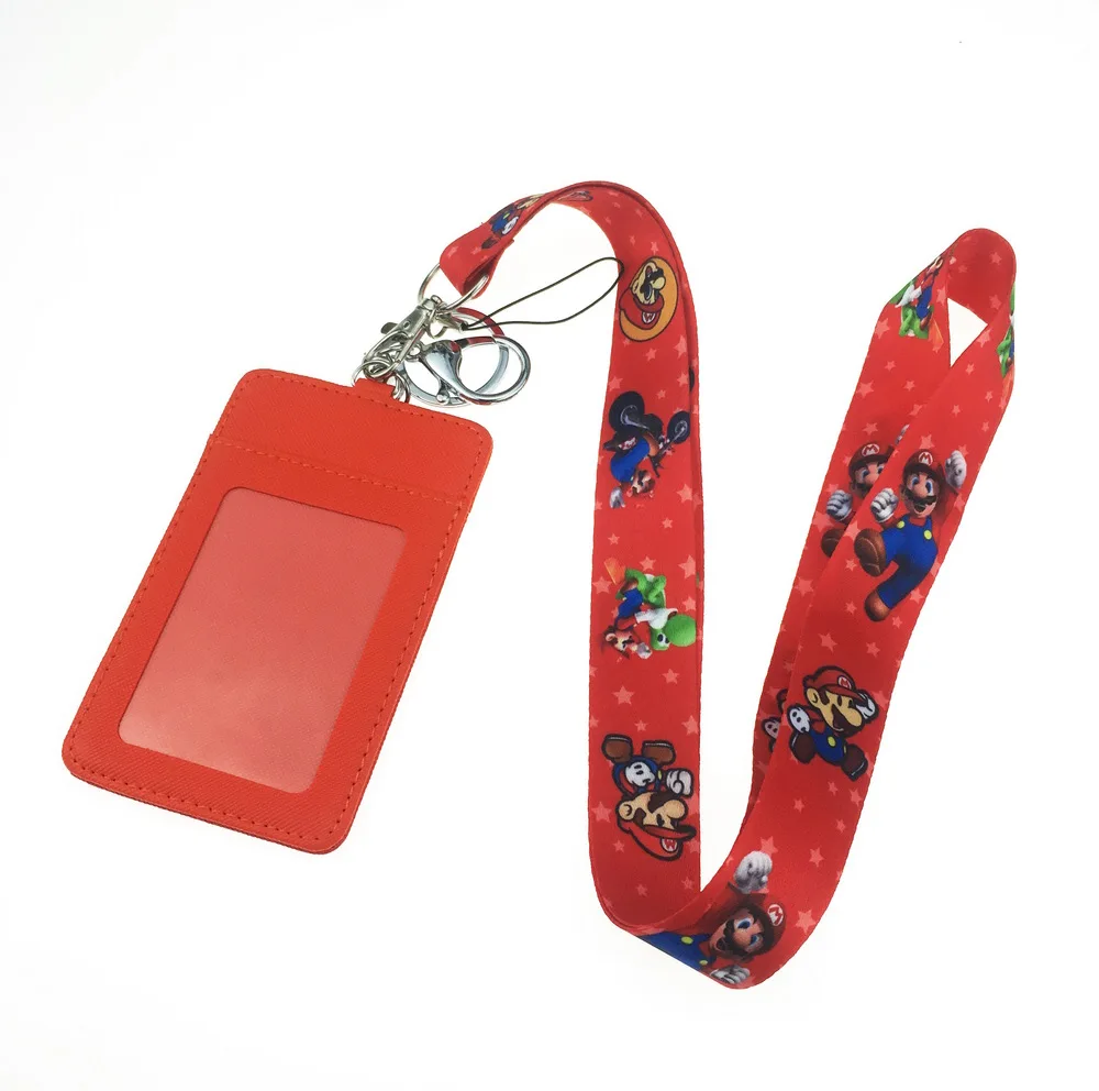 Горячий мультфильм милый Супер Марио Bros ID card set lanyard брелок|Брелоки| |