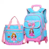 2PCS/set Hot Sale Trolley Backpack Girls Wheeled School Bag Children Travel Luggage Suitcase On Wheels Kids Rolling Book Bag