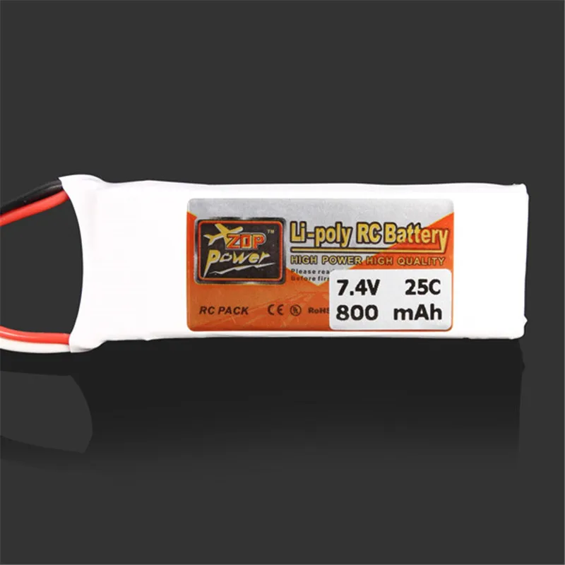 

2017 New Rechargeable ZOP Power 7.4V 800MAH 2S 25C Lipo Battery JST Plug For RC Toys Models Helicopter Quadcopter