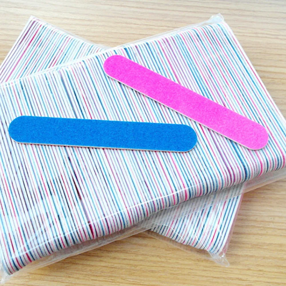 100pcs/bag Mini Double-sided Sandpaper Disposable Nail Files Cuticle Remover Polish Strip Tool Buffers Slim Manicure Grit Callus