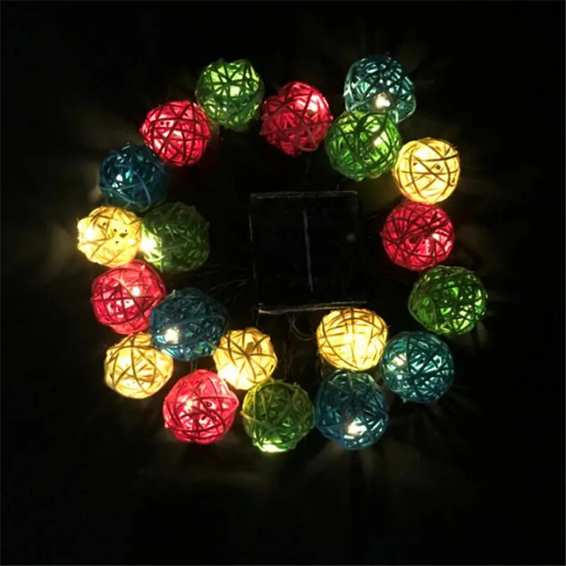 

5m 28LED Colored Rattan Ball String Lights Sweet Fairy Lights Indoor Outdoor Garden Wedding Party Christmas Decorations