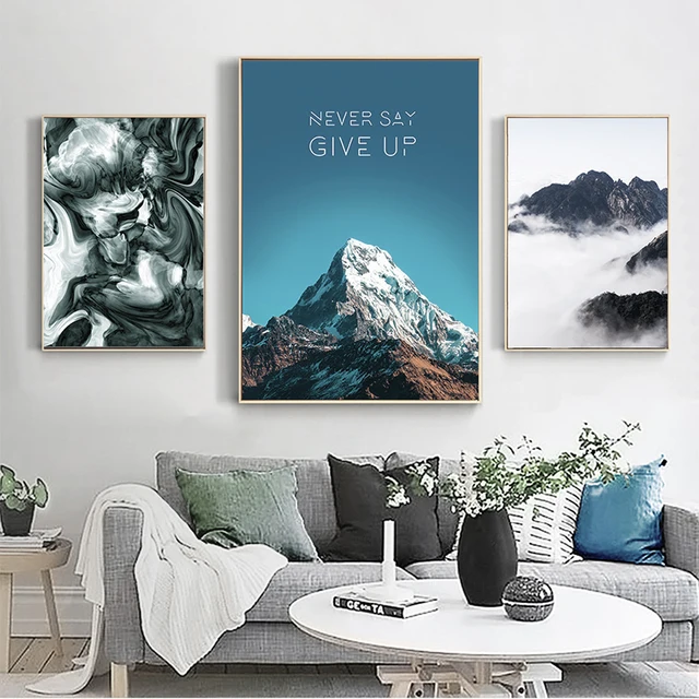 Moderne Nordique Paysage De Montagne Nuage Neige Montagne Peinture