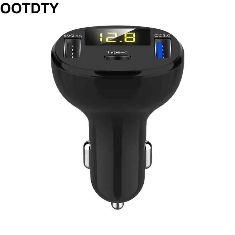 

12V 24V Auto Boat Dual USB Port QC 3.0 Type C Car Charger LED Voltmeter Mobile Phone Charging Adapter for Smartphone GPS Tablet