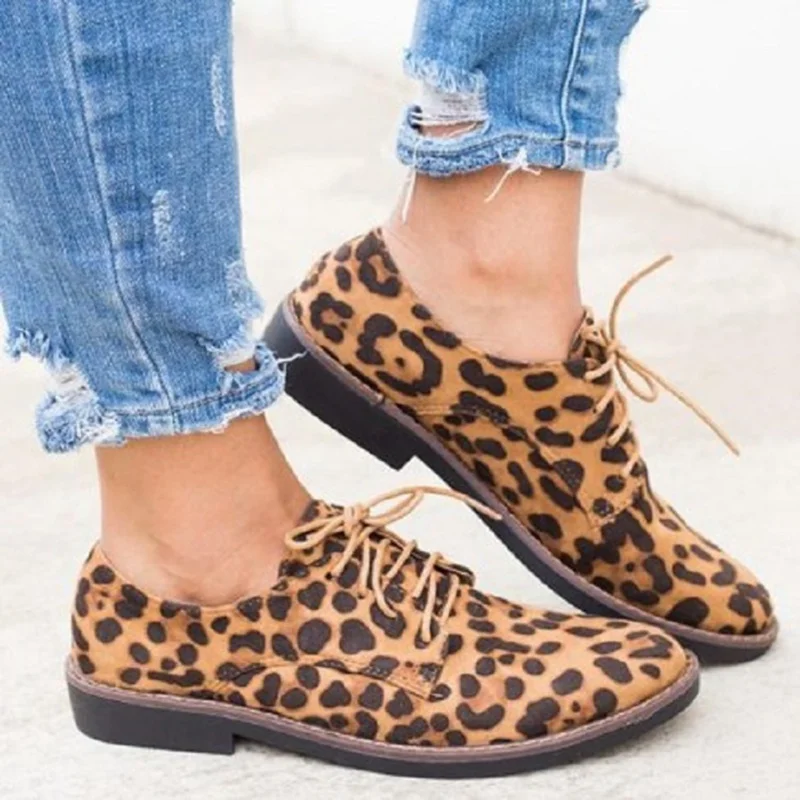 LAAMEI резиновая Обувь с перфорацией типа «броги» женские оксфорды на пла - Color: Leapord Style 2