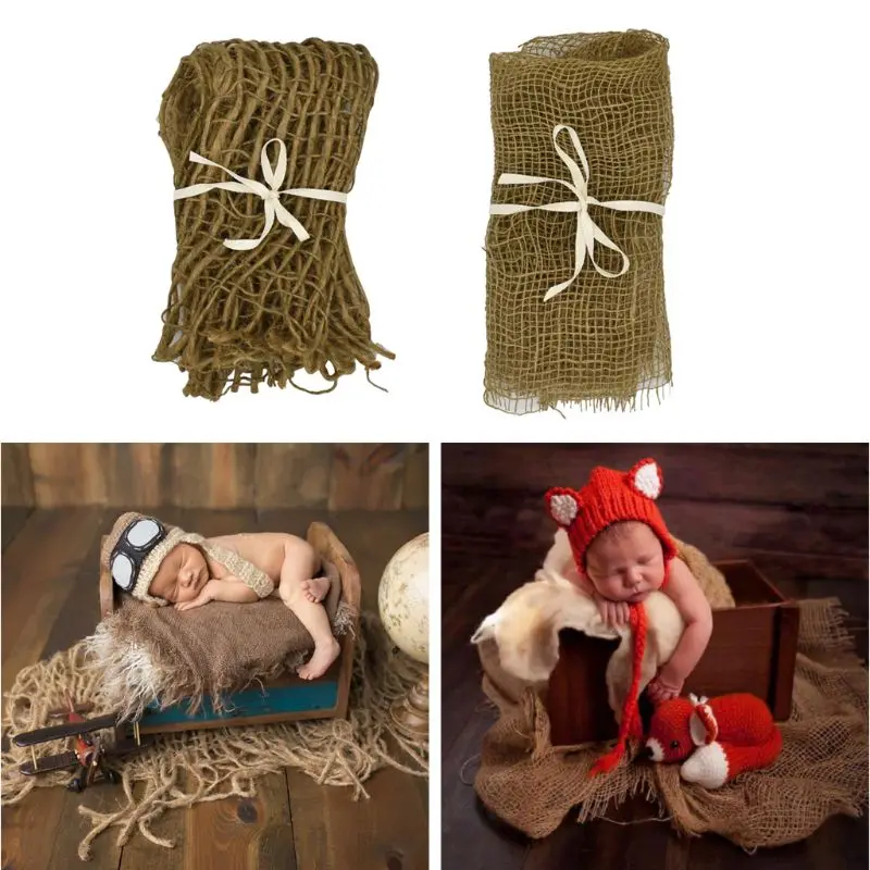 

Baby Photography Prop Newborn Handcraft Jute Backdrop Blanket Chunky Burlap Layer Net Studio Props Photography Blanket