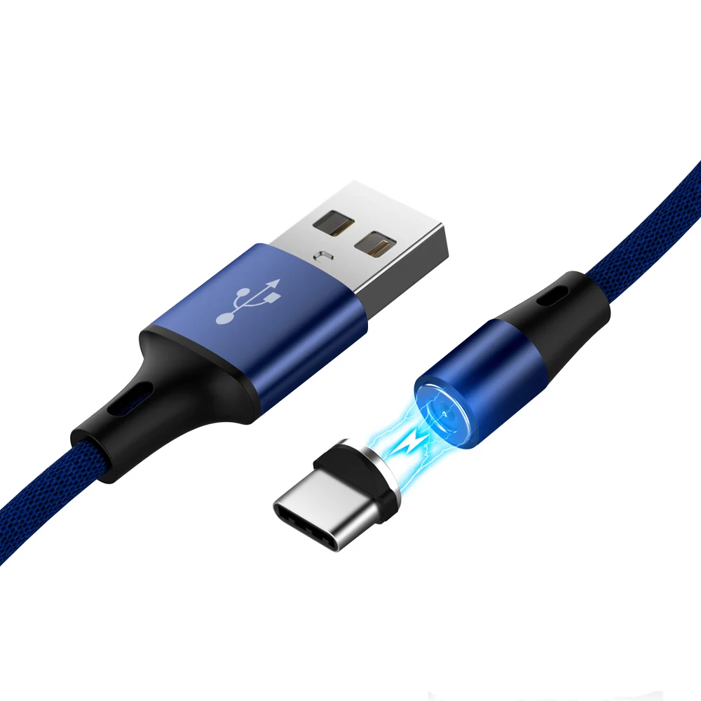 Магнитный usb-кабель для зарядки 1,2 м кабель для быстрой зарядки Micro usb кабель мобильного телефона кабель USB type C Магнитный зарядный кабель для передачи данных - Цвет: Синий