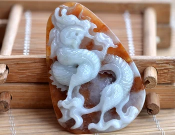 

Styling atmosphere, double color, yellow enamel, skin, color, engraving, zodiac, A cargo, jade, dragon, prosperous, pendant, 33#