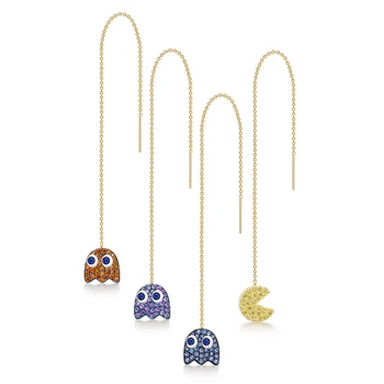 

Single Cute Ear Thread Dangle Earrings For Pac-Man with Zircon Unique Women Earrings Personality Fashion Jewelry Gifts
