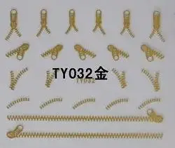 

YA LI zipper series gold/silver Nail Art Self Adhesive Stickers 3D Nail Decals Multi Color Plover For Choosing,wholesale