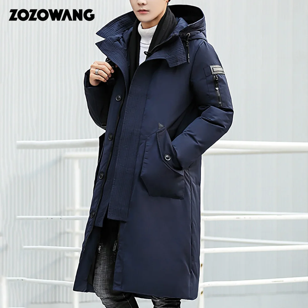 

ZOZOWANG 2020 High Quality Winter Jacket Men Hooded Thicken Warm Parka Coat Casual Mens Overcoat Long White Duck Down jacket 3XL