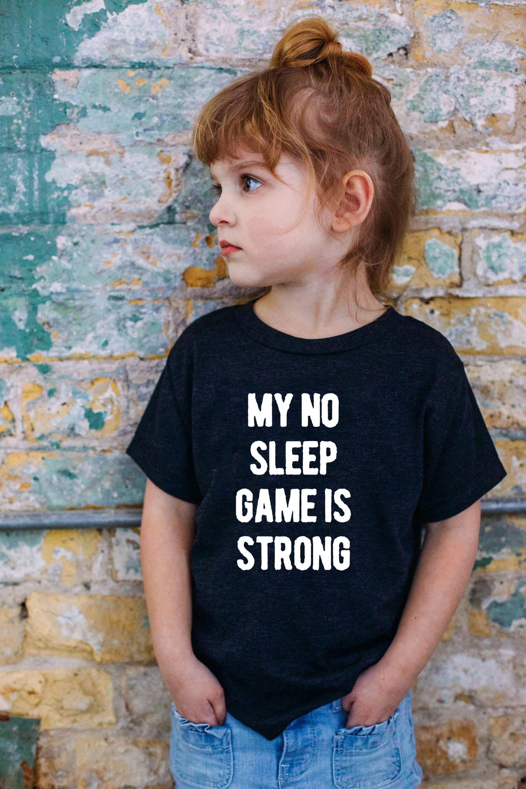 Забавная футболка с надписью My No Sleep Game Is Strong Для малышей летние модные детские