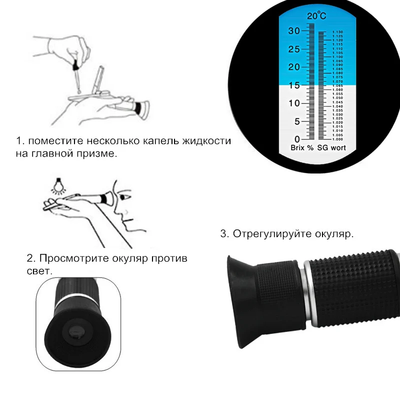 Brix рефрактометра для пива сусла рефрактометр, двойная шкала-удельный вес 1,000-1,300 и Brix 0-32% с розничной коробке скидка 34%