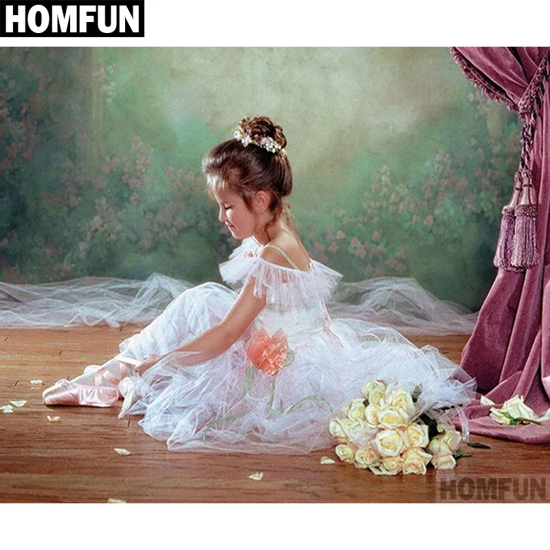 Алмазная 5D картина HOMFUN A00750 Балерина вышивка крестиком полная выкладка круглая
