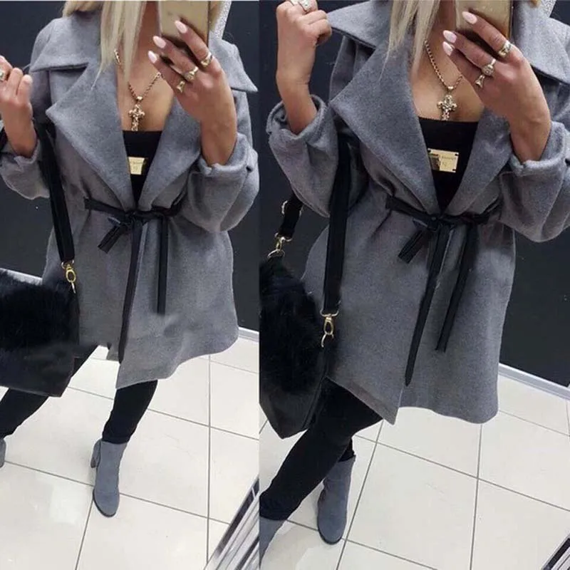 2017 осень-зима Для женщин шерстяные Famale теплая куртка мода серый и синий с