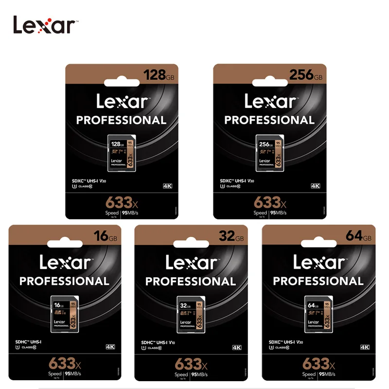 Lexar 633X памяти sd 16 Гб оперативной 32 встроенной 64GB карты Class10 U3 SD 128 ГБ SDXC sd-карта 256 512 1