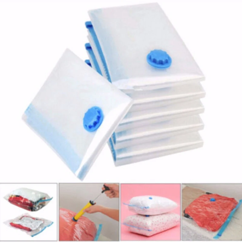 

5PCS PET+PE VACUUM STORAGE BAGS SEAL COMPRESSED SAVING SPACE ORGANISER 50*60cm