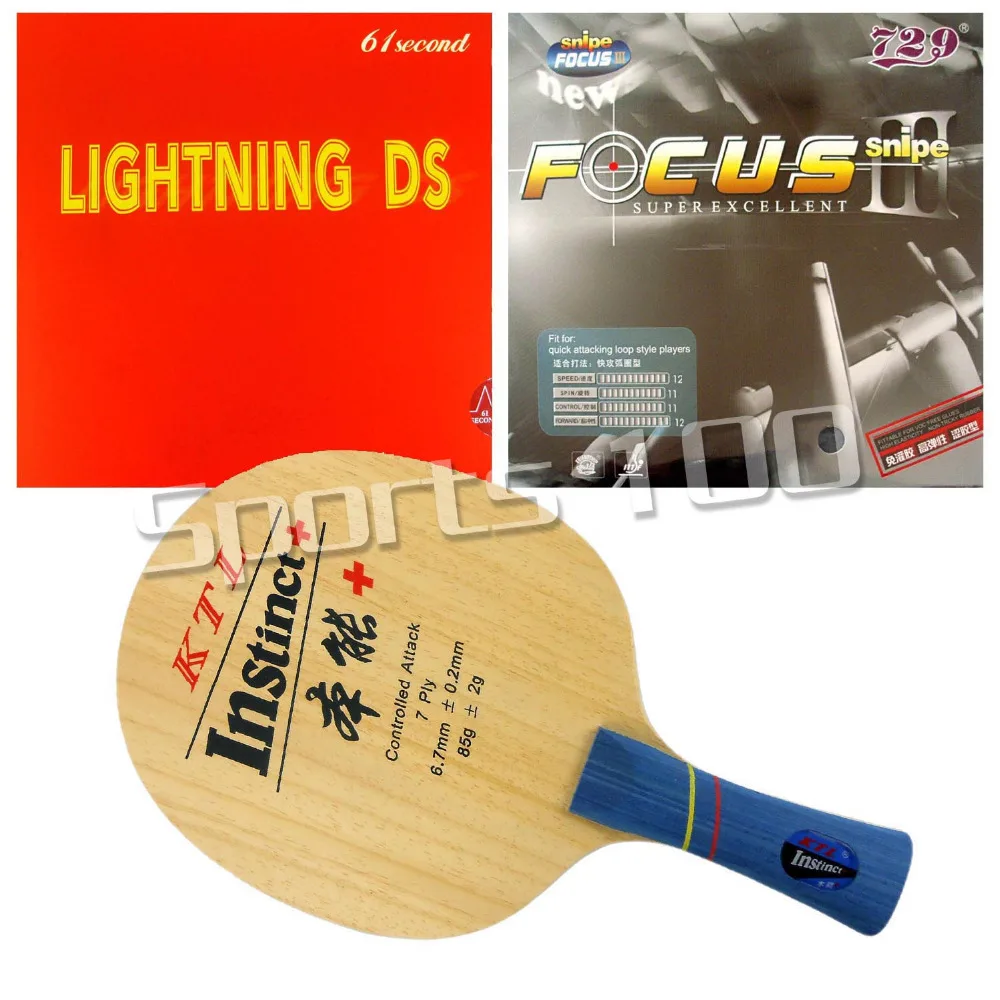 

Pro Combo Racket KTL Instinct+ Blade Shakehand with RITC729 FOCUS III 1.5mm snipe Rubber with 61second Lightning DS rubber