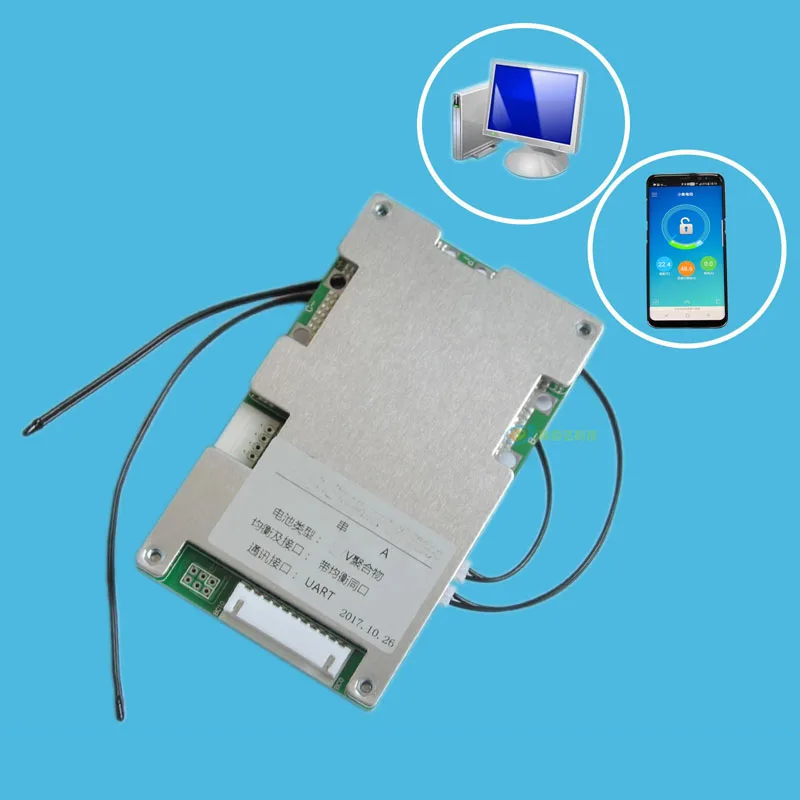

8S 29.6V 20A 30A 40A 60A 18650 Lithium battery smart protection board balance bms pcm W android Bluetooth app UART wi software