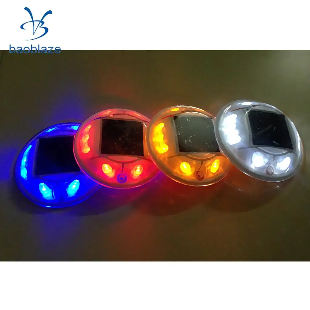 Baoblaze Solar LED Road Stud Light Pathway Deck Dock Driveway Garden Lamp Yellow