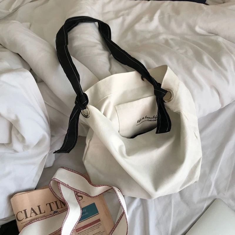 Многоразовая Хлопковая сумка для покупок Высококачественная женская сумка через плечо из хлопчатобумажной ткани сумки-тоут Webshop эко складная корзина для покупок