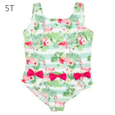 Одежда для купания с фламинго для маленьких девочек цельные купальники с бантом и открытой спиной купальный детский купальный костюм Защита от солнца для младенцев - Цвет: 5