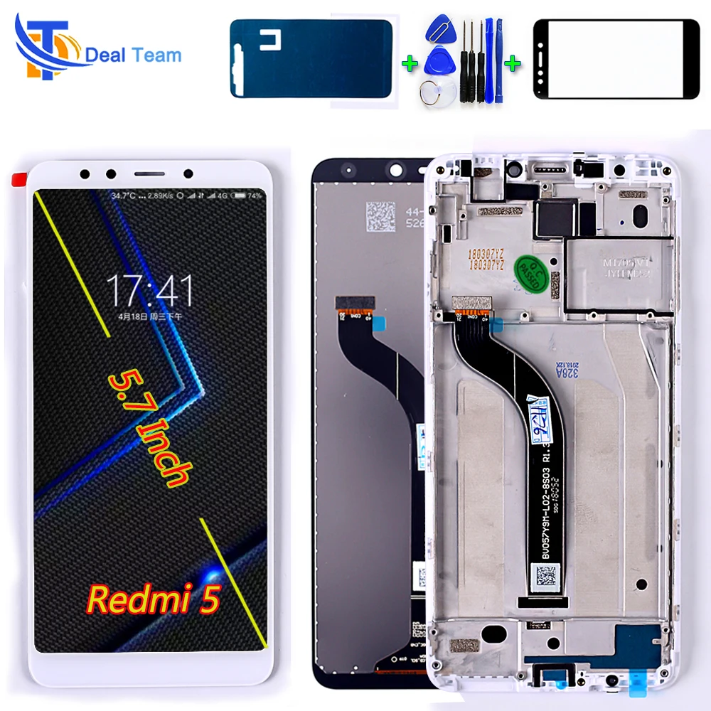 

Deal Team 5.7 inch LCD Screen Display for XiaoMi Redmi 5 Touch Screen Digitizer Assembly 1440*720 Frame with Free Tempered Glass