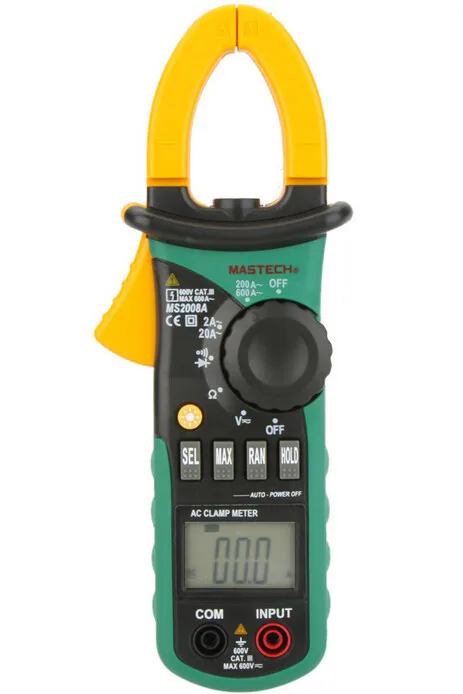 

MASTECH MS2008A Digital Clamp Meters Auto Range Clamp Meter Ammeter Voltmeter Ohmmeter w/ LCD Backlight Current Voltage Tester