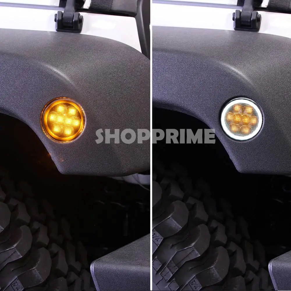 For Jeep JK Accessories Front Fender Smoked LED Turn Signal Side Marker Parking Light For Jeep