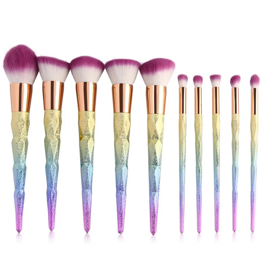 

10pcs Makeup Brush Set Diamond Shape Gradual-change Professional Foundation Power Cream Blusher Eyeshadow Eyebrow Brushes-MB011